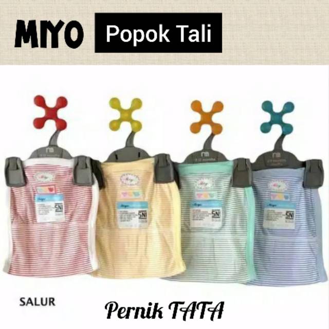MIYO - Popok Tali Kain Bayi SNI Newborn Kaos Katun Halus Nyaman Murah Motif Garis Salur Branded