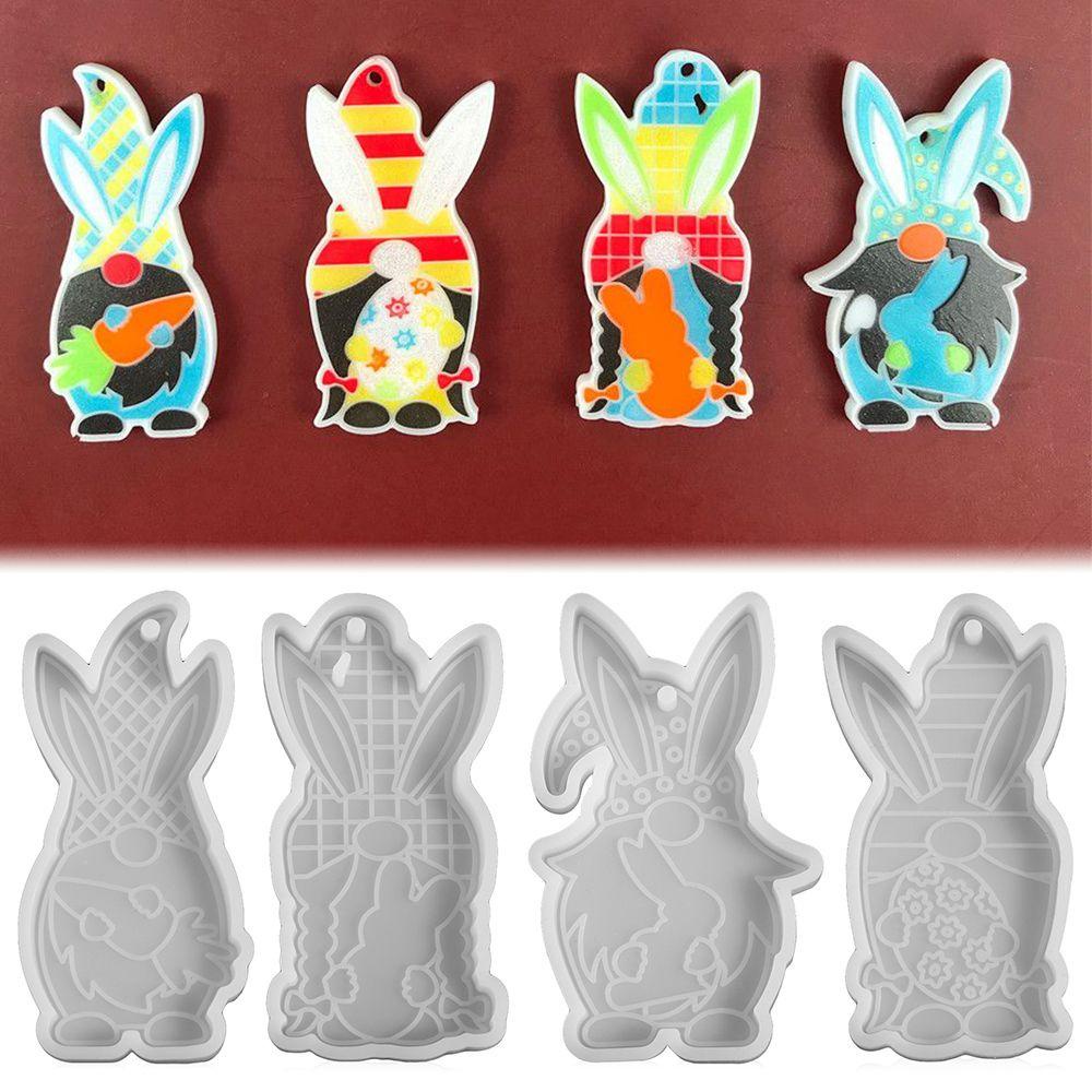 Lily Easter Rubbit Mold Candy Chocolate Resin Kerajinan Tag Gantung Cetakan Silikon Alat Kue Clay Mold Bunny Mold