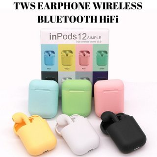 PROMO Headset Bluetooth Wireless TWS Inpods 12 Macaron Color TWS i12 Headset Wireless V5.0