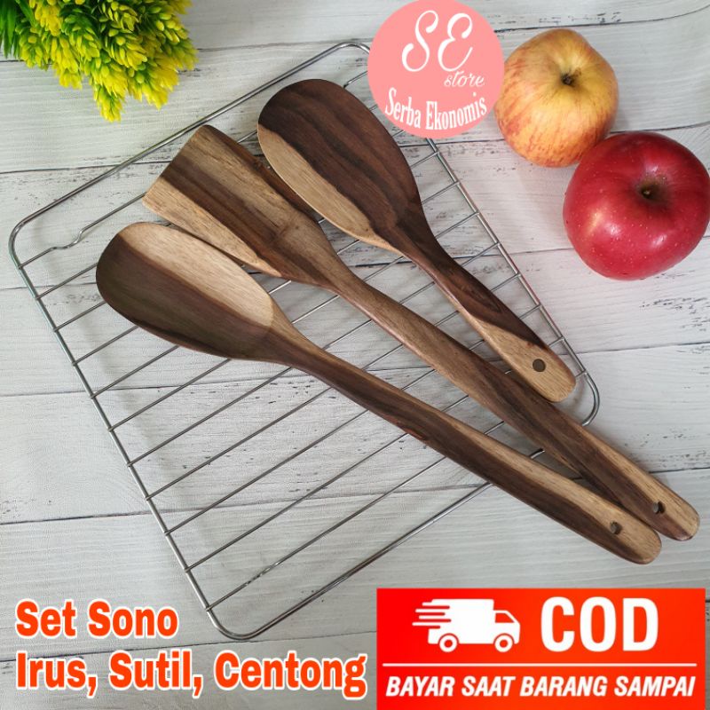 Silvertech Set Sonokeling Spatula Irus Centong Sonokeling Kayu Hitam Keras By Serba Ekonomis