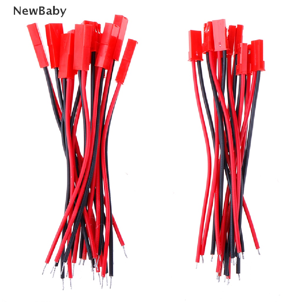 Newbaby 20pcs Konektor Kabel plug jst 2 Pin male female 22 awg Untuk Baterai rc