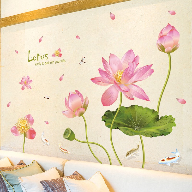 Reliza Wall Sticker Bunga Lotus Flowers Stiker Dinding LDR