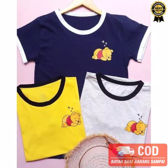 novi.olshop RINGER TEE POOH / TSHIRT POOH / TEE / TUMBLR TEE / PAKAIAN WANITA MURAH /WINNIE THE POOH