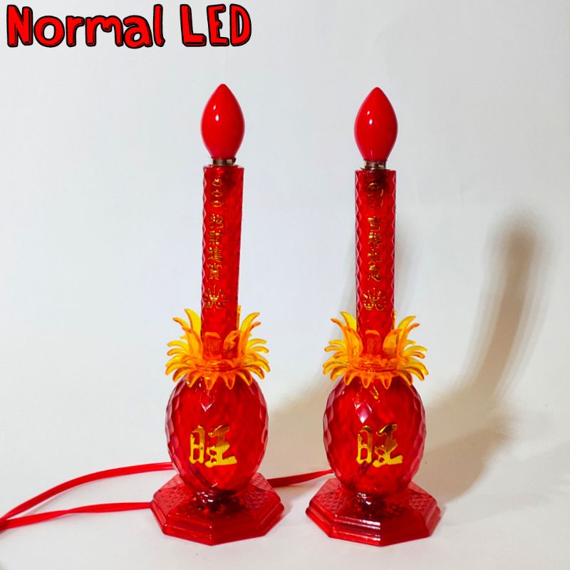 Lampu Altar Sembahyang Puja Motif Nanas Merah LED Kaki Bisa Menyala