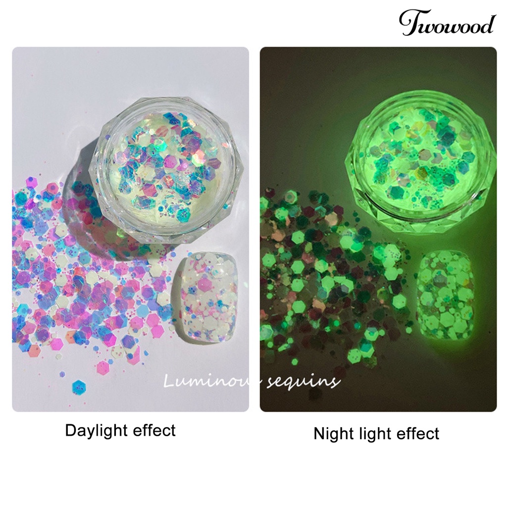 1 Kotak Sequin Glitter Flake Luminous Fluorescent Untuk Dekorasi Nail Art