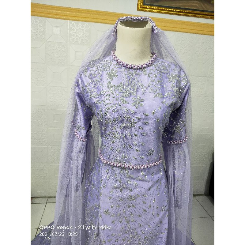 Gaun pengantin duyung ekor payet