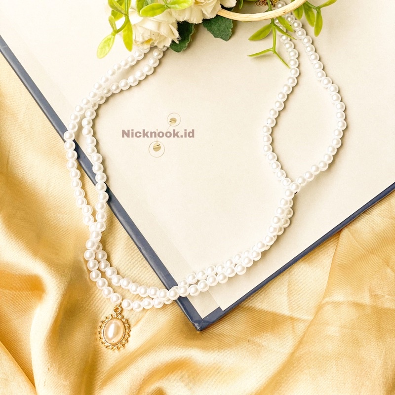 kalung choker mutiara ala korea | kalung layer hijab N ANJANI