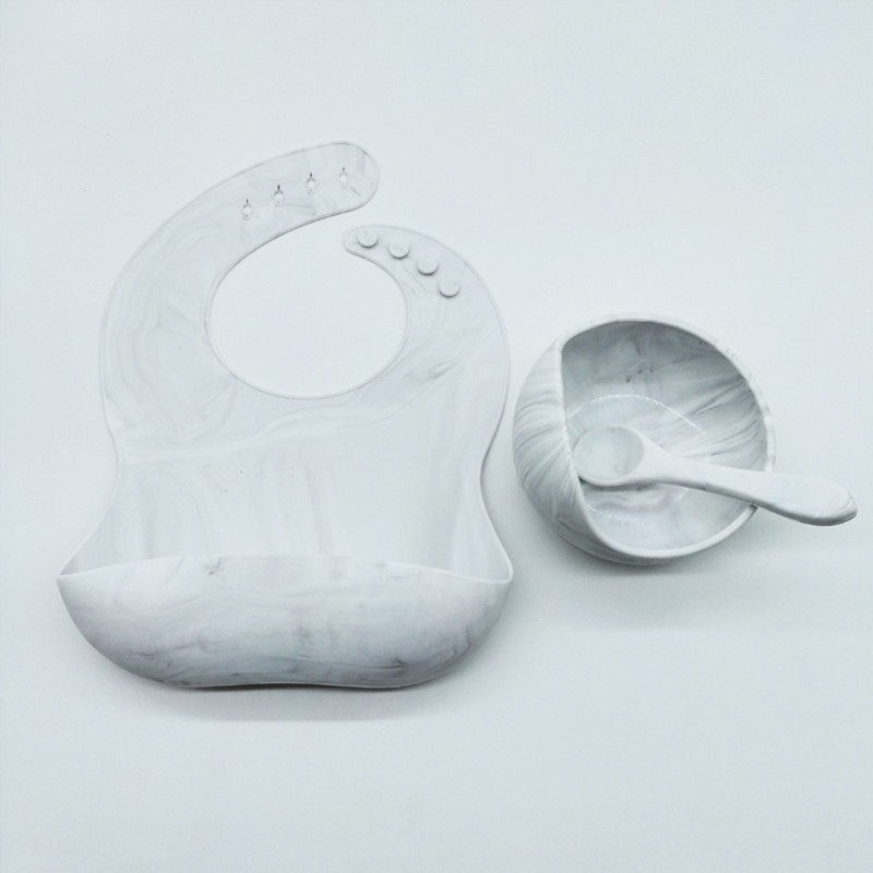Mary Mary 3pcs / Set Bib / Slabber + Mangkok + Piring + Sendok Bahan Silikon Anti Air Untuk Bayi