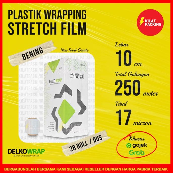 

Plastik Stretch Film Wrap - Wrapping Bening 10Cm X 250M Dus Gojek/Grab