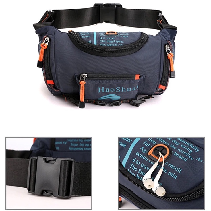 Tas Selempang Pria Import HAOSHUAI 513S Original Waist Bag Waterproof