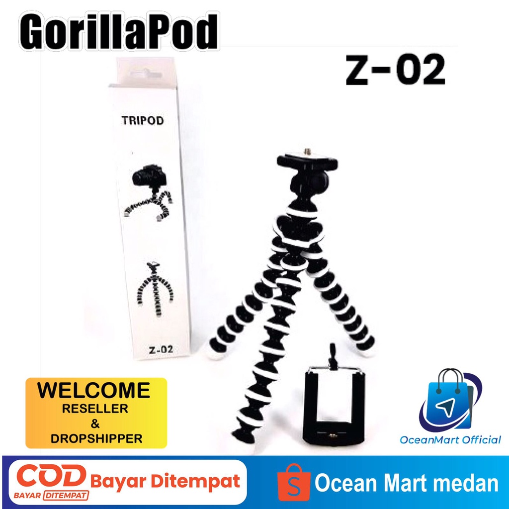 Tripod HP Kamera Gorilla Pod Z-02 Tongsis 10.3 Inch Stand Holder Handphone Portable OCEANMART OCEAN MART Murah Grosir