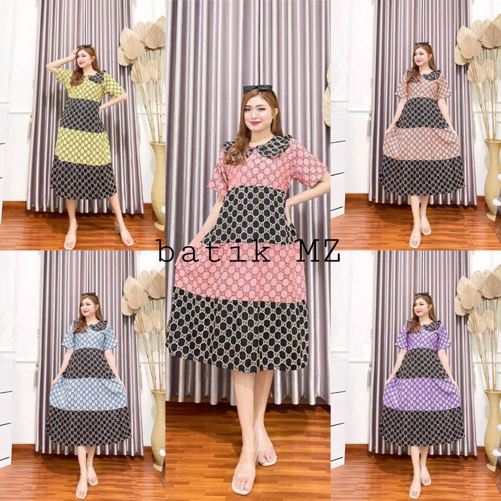 CASUAL HOME DRESS CENTINI BUSUI BUMIL | BISA COD // DASTER CHIBI GARIS-GARIS - DASTER JUMBO LD 120 -