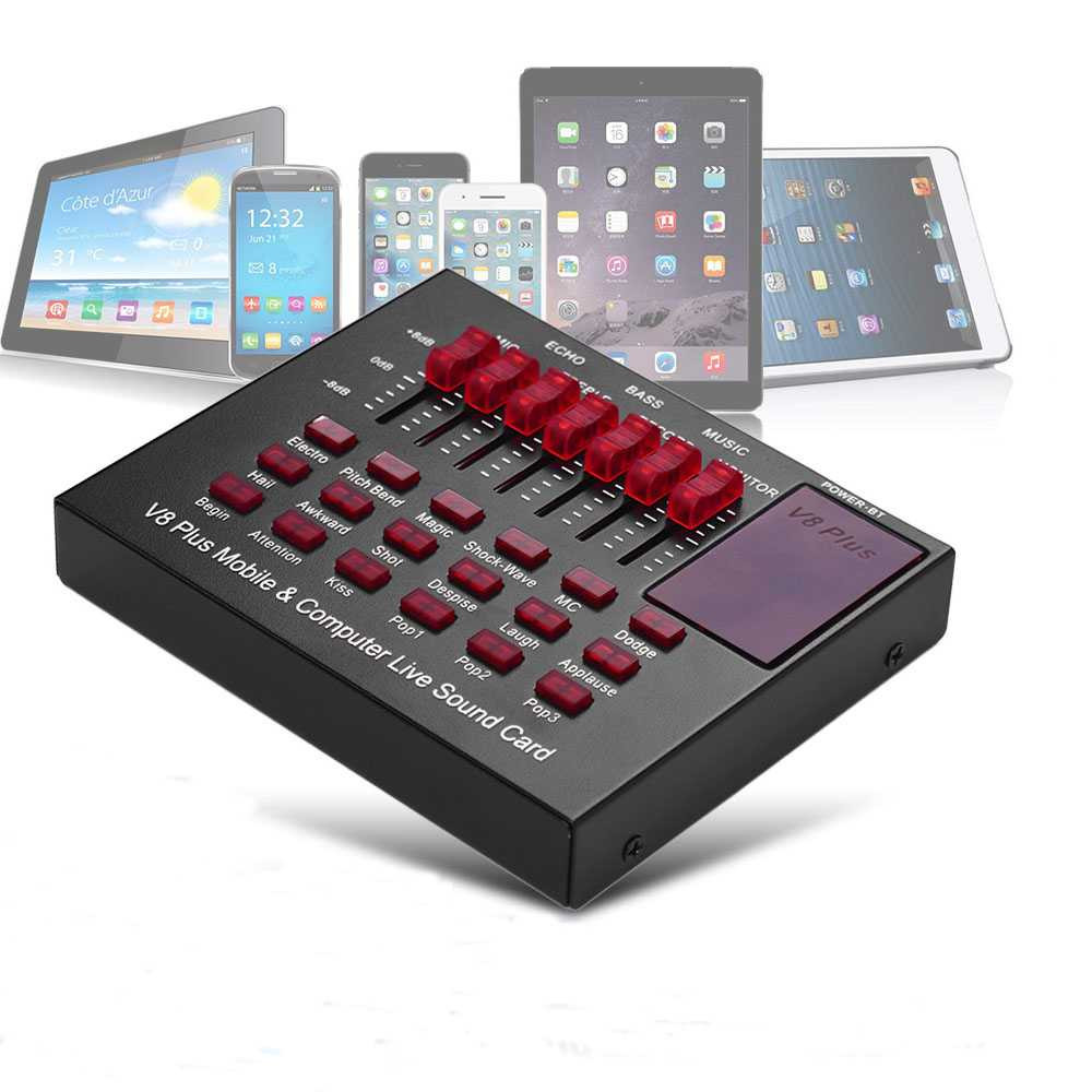 Soundcard V8 Plus - TaffSTUDIO Bluetooth USB External Soundcard Live Mic Headset - V8 Plus - OR