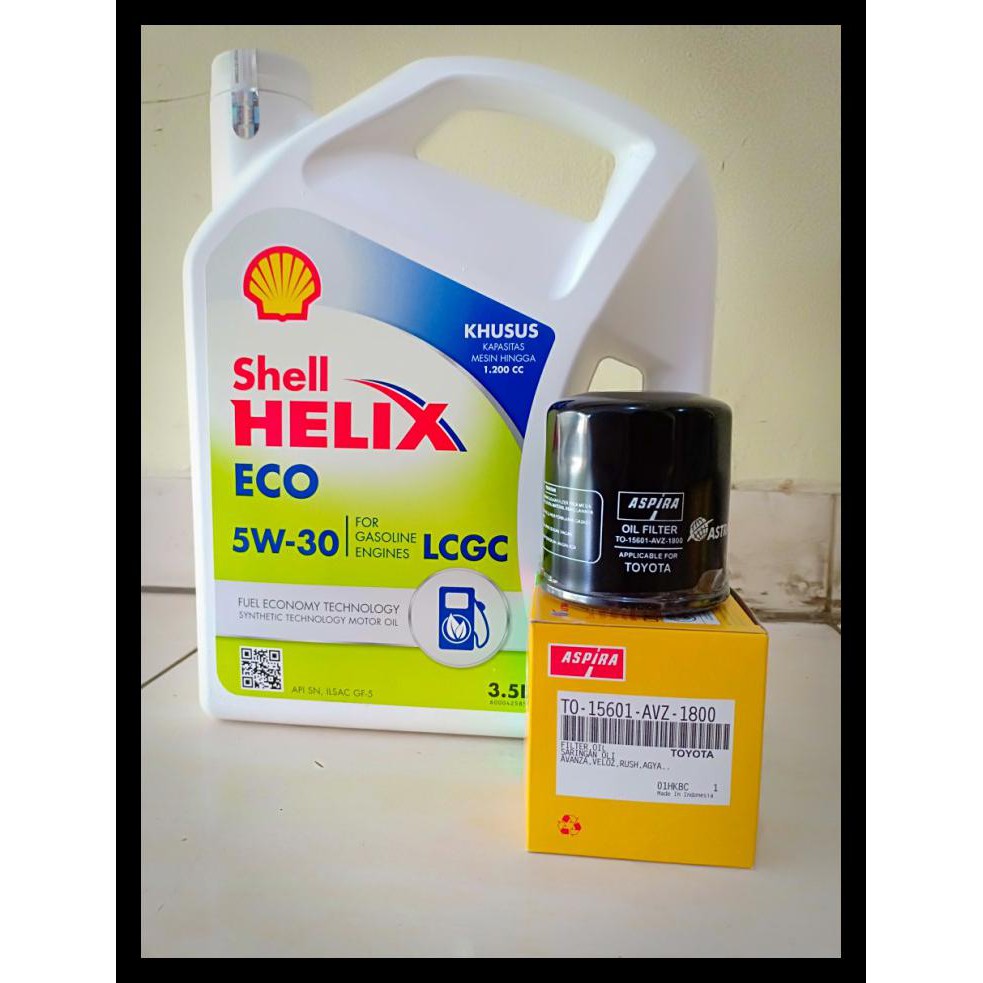 Paket Oli Shell Helix Eco 5W-30 + Filter Oli Agya/ Ayla/ Sigra/ Calya