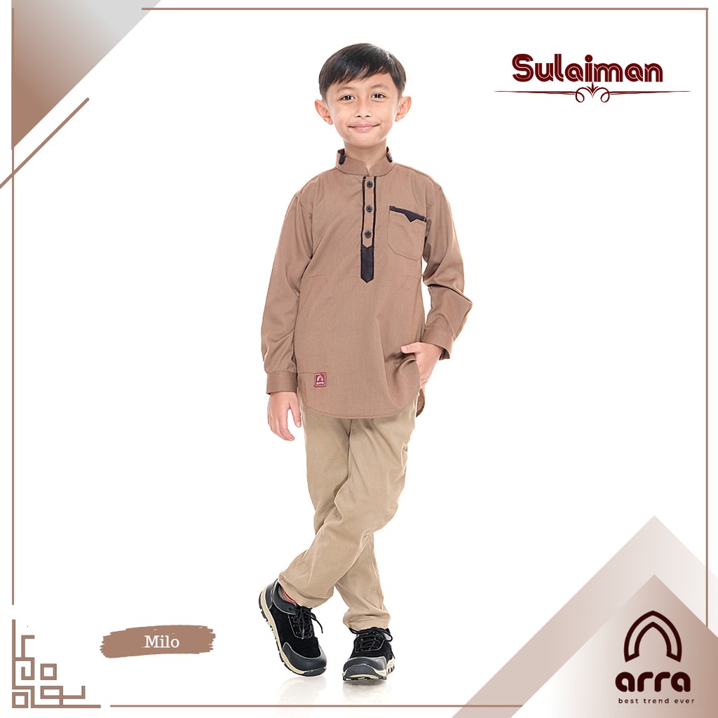 Arra Sulaiman Baju Koko Anak Laki Laki Lengan Panjang Bahan Toyobo Premium Size S M L XL XXL Warna Maroon , Mustard , Coklat , Navy , Hitam (Grosirbajukoko)