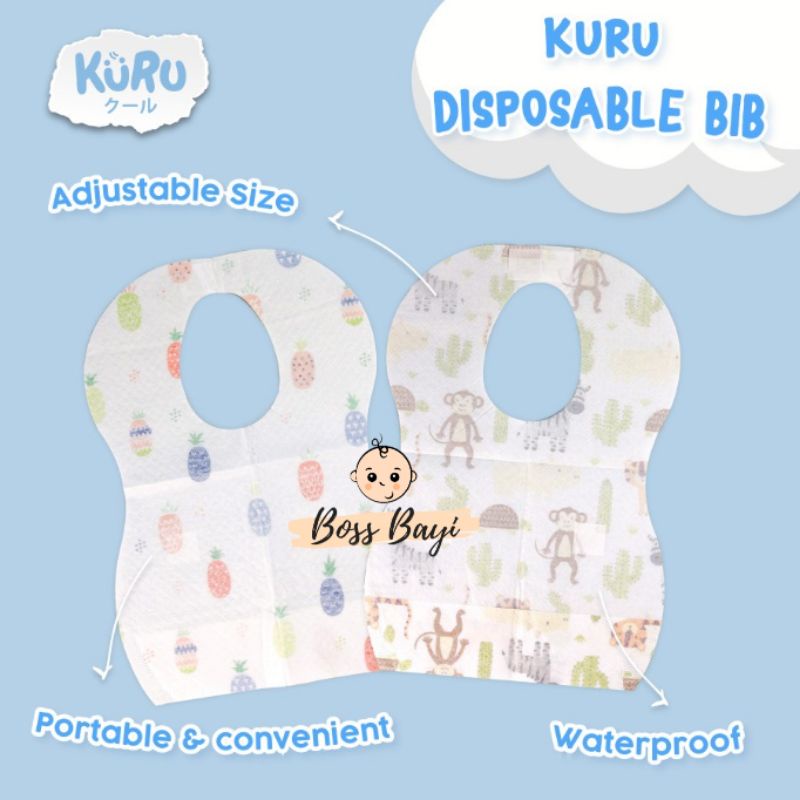 KURU Premium Disposable Bib / Celemek Makan Sekali Pakai Bayi Anak