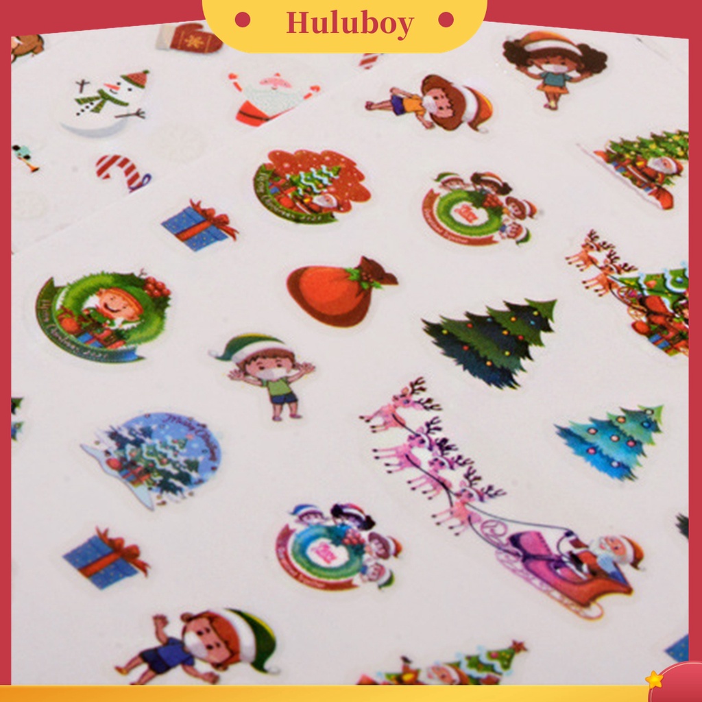 Huluboy Huluboy♡ 6pcs Stiker Kuku Motif Bunga Natal Untuk Pemula