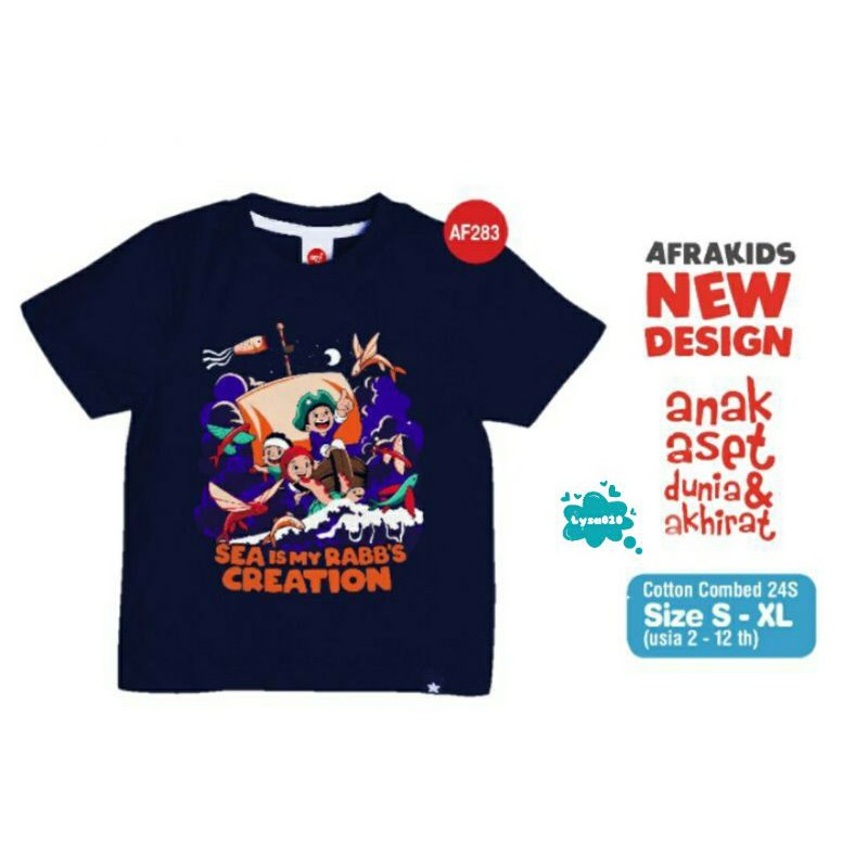 Kaos Anak Afrakids AF283 &quot;Sea Is My Rabb's Creation&quot; Lengan Pendek Warna Navy