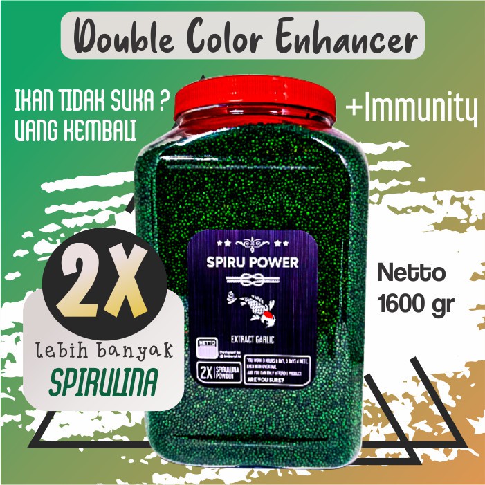 Pelet Pakan Ikan Koi Pelet Spirullina Premium [Ekstrak Bawang Hitam] (1,6 Kg)