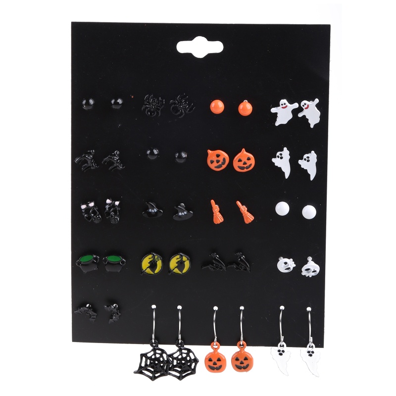 20 Pasang Anting Stud Desain Tengkorak Gelap Untuk Halloween