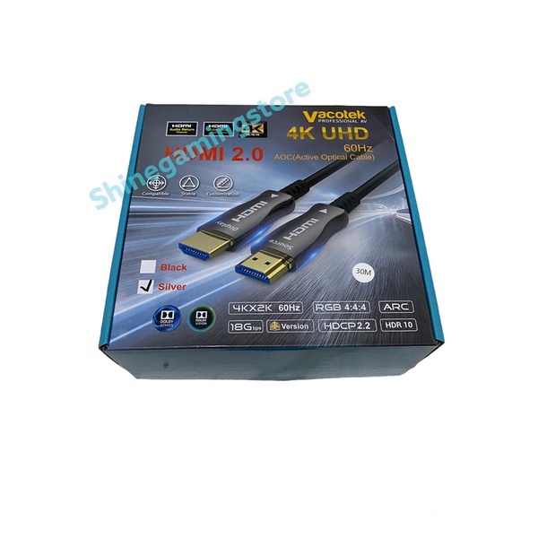 Cable HDTV 2.0 active optical fiber 30m 4k hdcp hdr uhd Vacotek