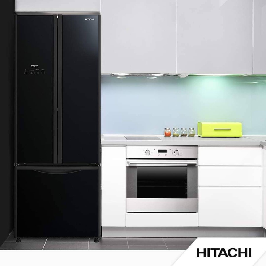 HITACHI KULKAS R-WB56PGD9 GBK 455 L FRENCH BOTTOM FREEZER