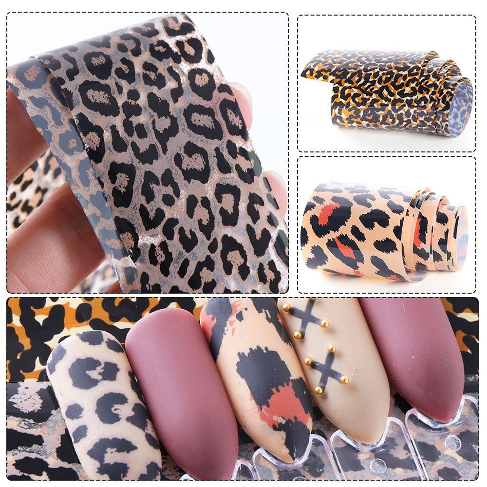 AUGUSTINA Agustina Kertas Transfer Nail Art Gadis Bergaya Tortoiseshell Amber Nail Art Dekorasi Manicure Aksesoris DIY Nail Decals