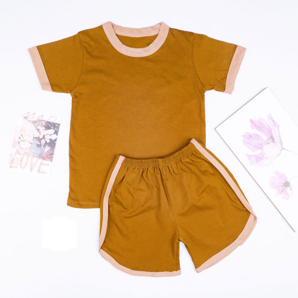 IL - Set Ringer Tee Earth Tone Series / Setelan Anak Katun 0-5 Thn / Playset / Basic Tee Hotpants