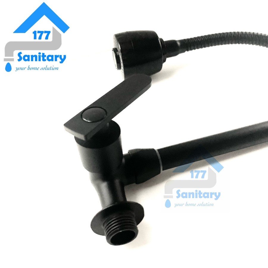 Kran Angsa Flexible Hitam Matte 2in1-Keran air Sink Tembok Dapur Cuci Piring/Kitchen Faucet Flexible 56-1A