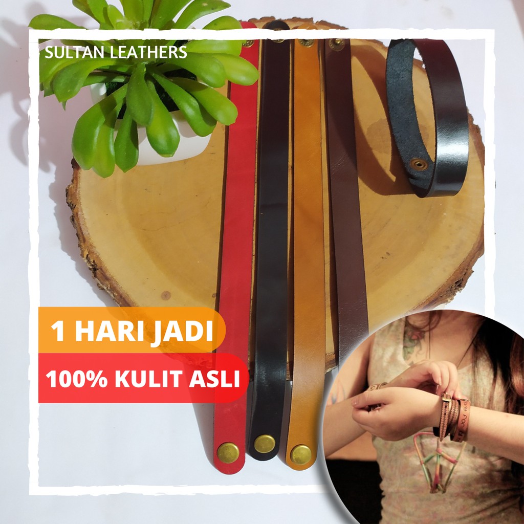 Gelang Kulit Pria Termurah dan Terlengkap / Gelang Kulit Asli Custom Gratis Grafir Nama Permanen