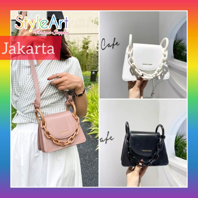 StyleArt ST3601 Tas HandBag Wanita 100% Original Fashion Import Selempang Like CK Chunky Chain