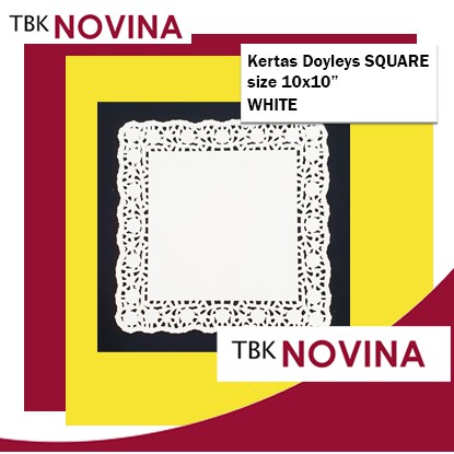 [100 Pcs] Kertas Doyleys SQUARE / doilies / doily kotak 10x10&quot; (Putih) - Kertas Renda / Persegi