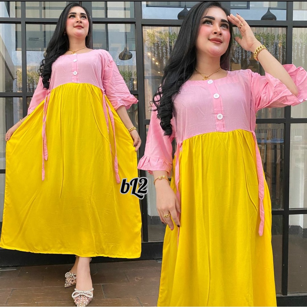 DRESS CIBI JUMBO - DRESS BUMIL TERBARU - DASTER VIRAL 2023 MURAH - DRES JUMBO KOMBINASI POLOS TERBARU MUAT BB MAKS 80 KG