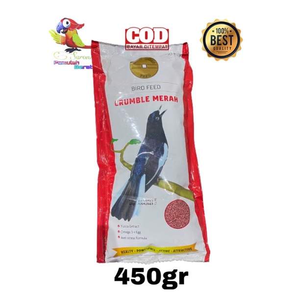 PAKAN BURUNG GOLD COIN KACER CRUMBLE MERAH 450 GRAM VOER KACER PUR KACER GOLD COIN MERAH