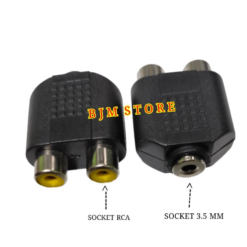 T RCA SOCKET MINI - JACK 2 SOCKET RCA TO 1 SOCKET 3.5MM