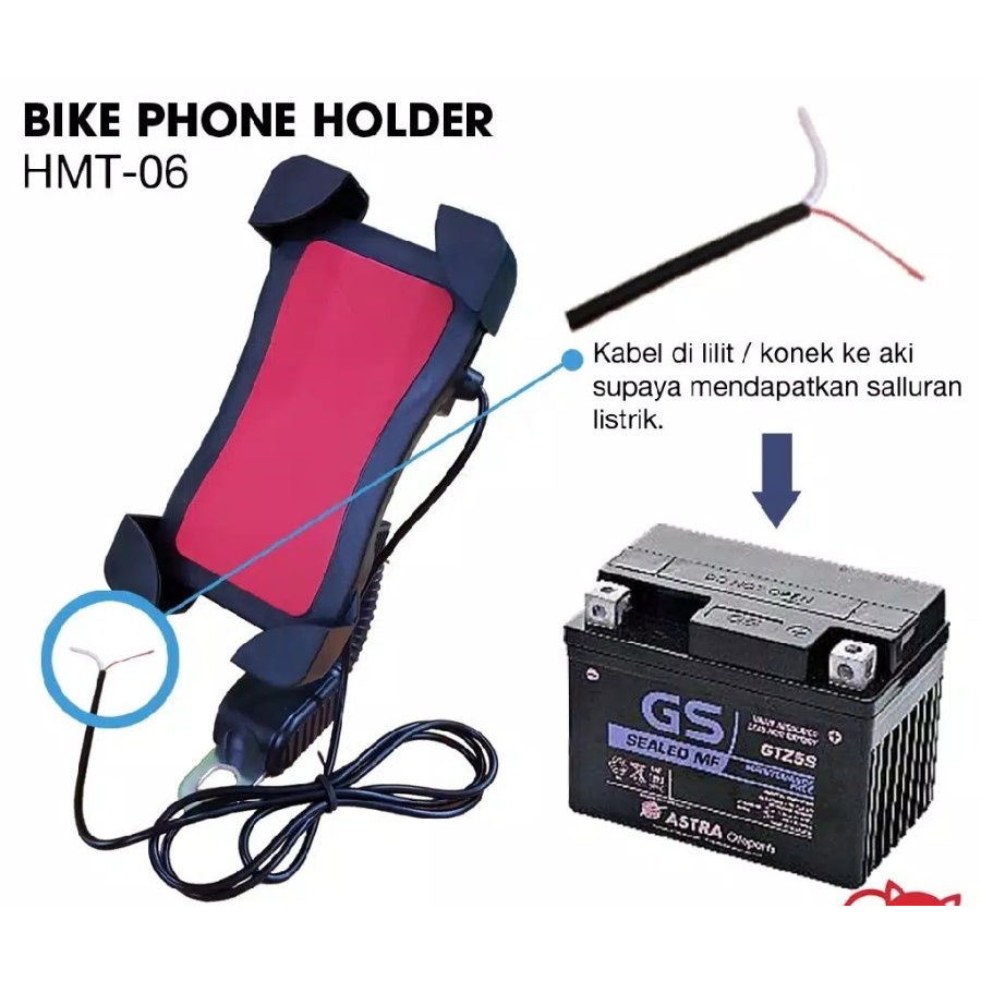 Phone Holder HP Motor Universal + USB HMT06 HMT 06