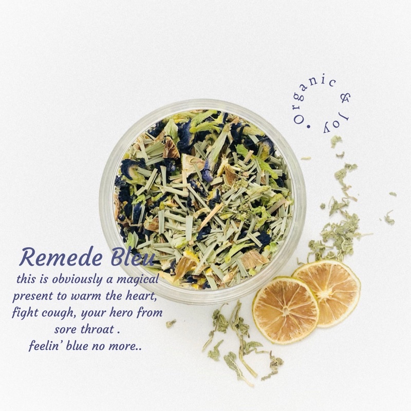 Organic&amp;Joy• Remede Bleu Tisane (Non-tea blend/Herbs/Teh herbal/Atasi Flu,masuk angin,immune booster,teh bunga telang,teh serai,teh lemon,teh daun mint)