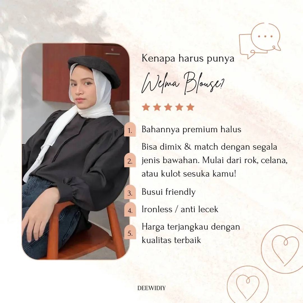 KEMEJA WANITA BUSUI FRIENDLY BISA UNTUK FORMAL DAN CASUAL - WELMA BLOUSE DEEWIDIY