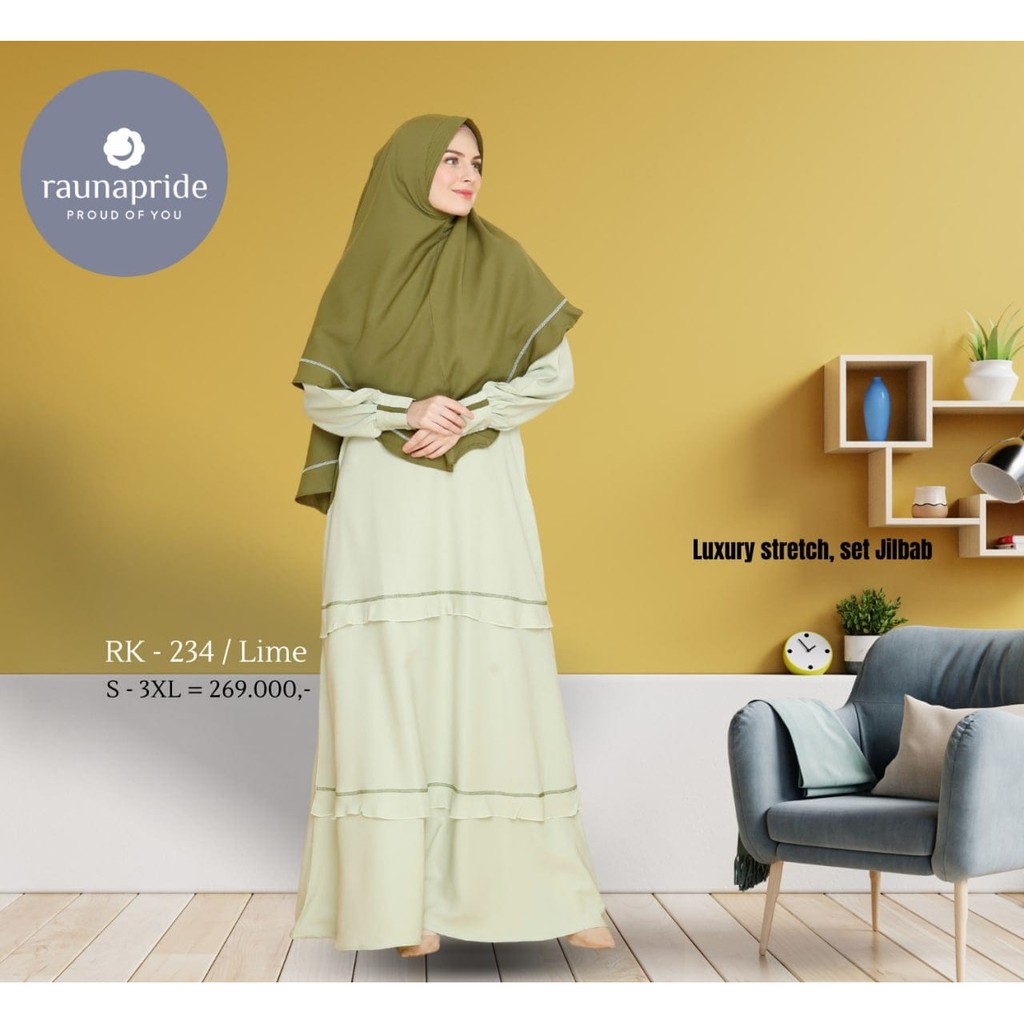 Gamis Rauna Set Jilbab / RK - 234,235, 236 , 237 / Fashion Muslim