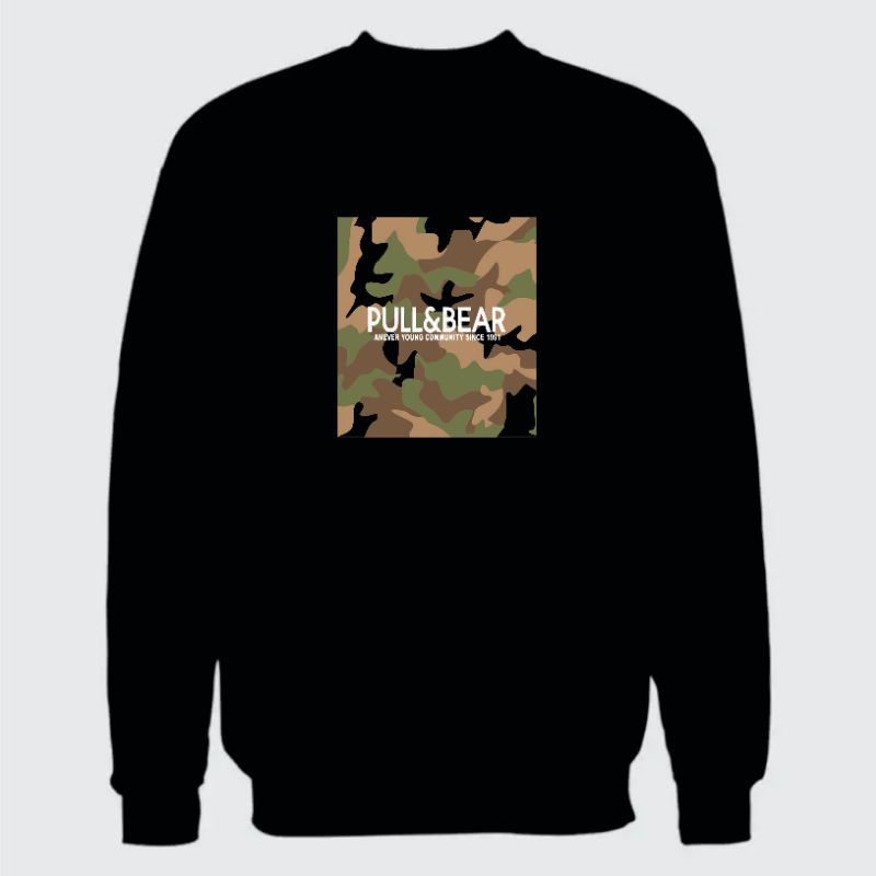 CREWNECK PULL&amp;BEAR CAMO SWEATSHIRT PRIA WANITA PREMIUM QUALITY