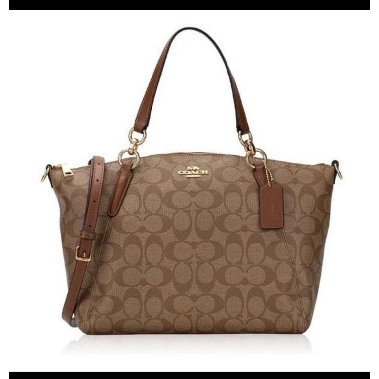 Coach Bag Small Kelsey Satchel in signature canvas saddle/khaki