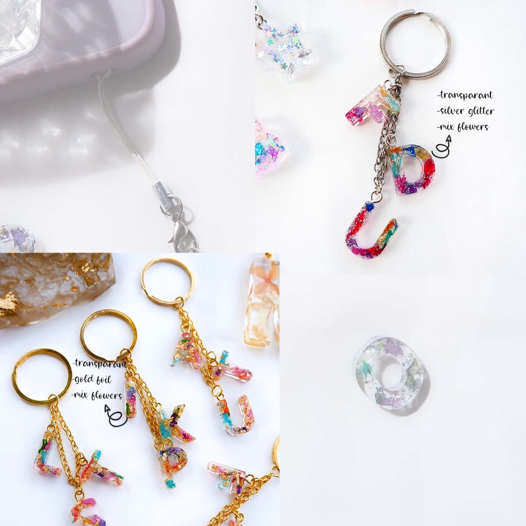 (3HURUF)CUSTOM GANTUNGAN KUNCI MOTOR/MOBIL/RUMAH/GANTUNGAN HP/USB/KPOP/RESIN KEYCHAIN MINI RESIN INITIALS ALPHABET LUCU UNIK