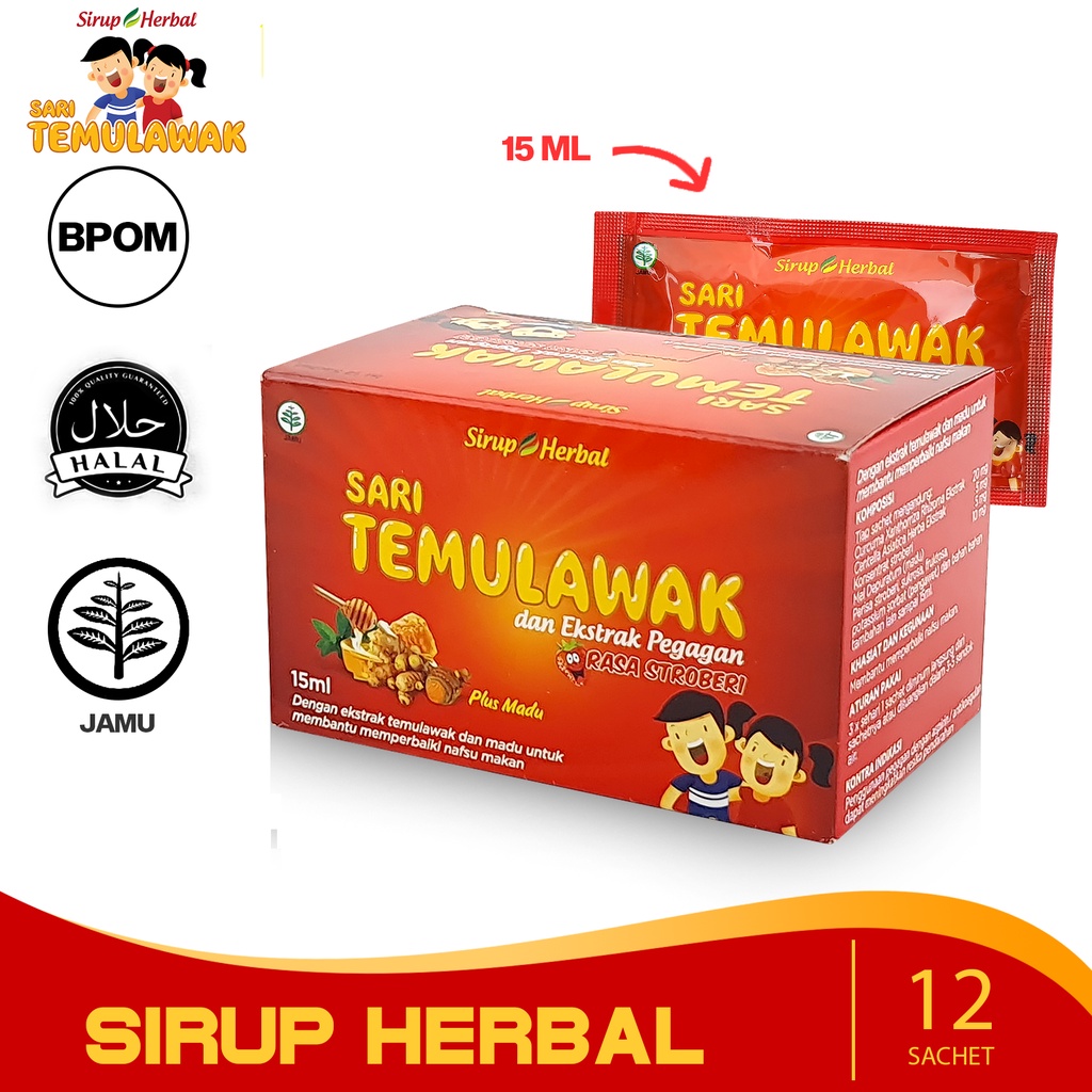 

SARI TEMULAWAK Sirup Herbal 12 Sachet Isi 15 ML BPOM Halal Memperbaiki Nafsu Makan anak PIL