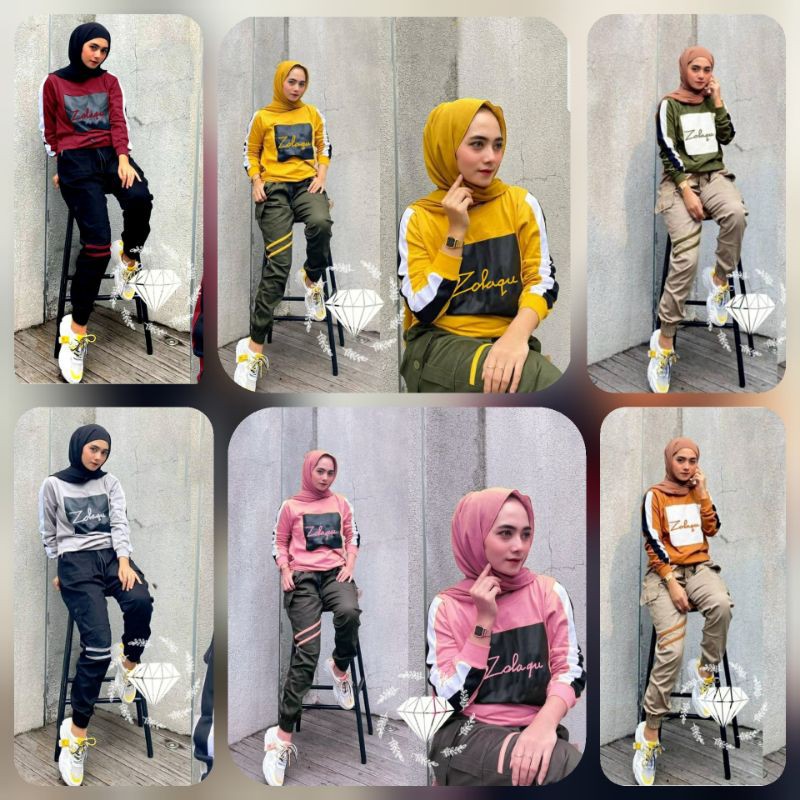 SET GISKA JUMBO BIGSIZE FASHION PAKAIAN WANITA ATASAN DAN CELANA MS