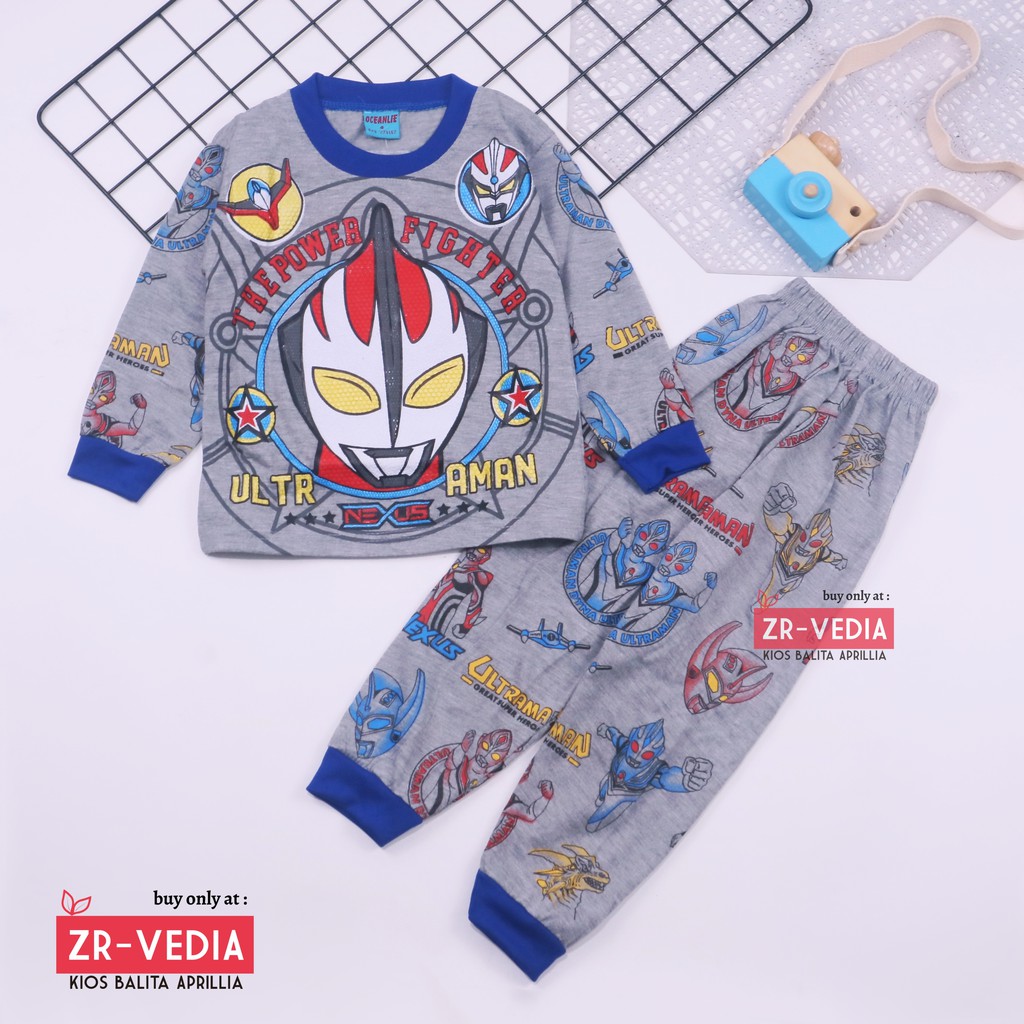 Setelan Marvell uk 7-8 Tahun / Bahan Kaos Anak Celana Panjang Baju Laki Cowok Baju Tidur Piyama Kaos