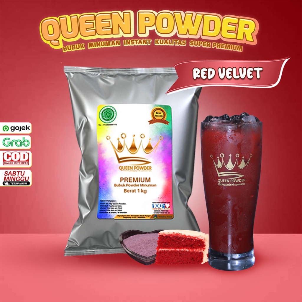 

Minuman Bubuk Queen Powder Premium Rasa Red Velvet 1Kg COD