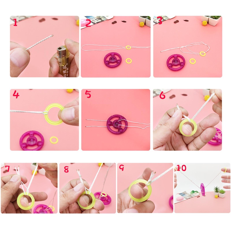 Mary Brain Toy Glow Flywheel Whistle Pull Line Flywheel Mainan Edukasi Portable