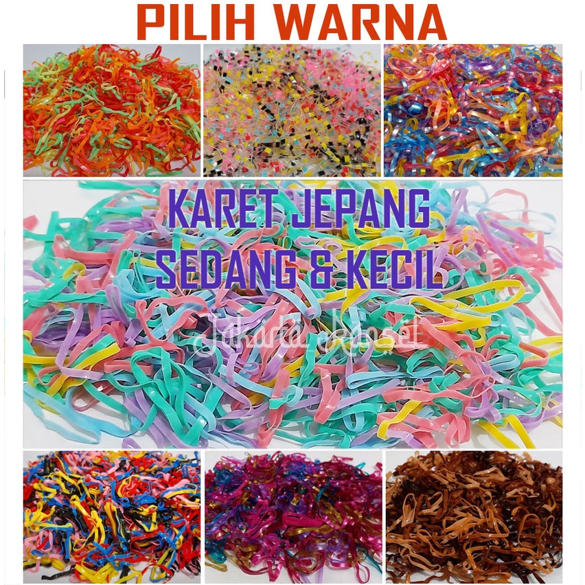500 pcs Karet Jepang Size Sedang Medium 25gr elastis warna warni karet ikat rambut anak remaja impor