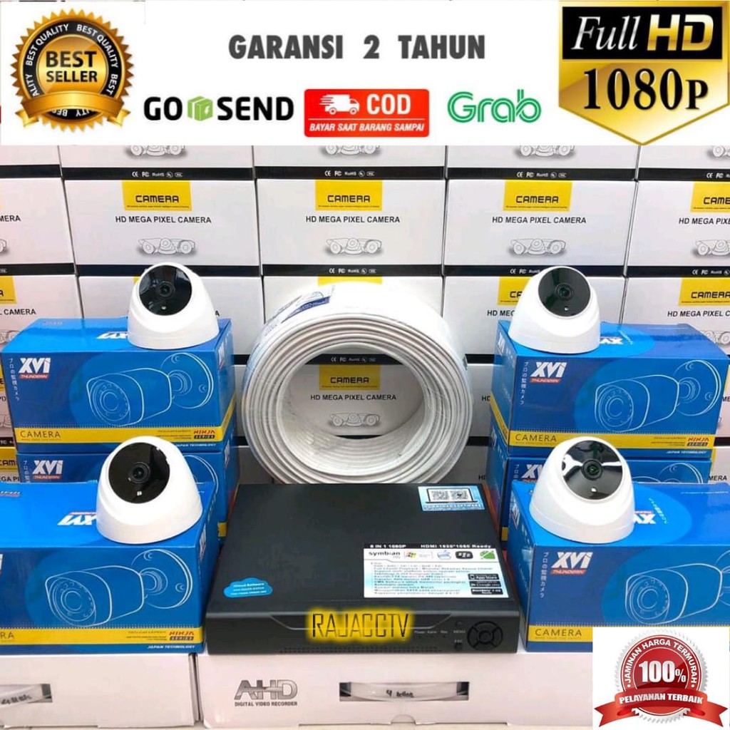 PAKET CCTV 4CHANNEL 4CAMERA 4CHENEL 4KAMERA 5MP 1080P IC SONY TURBO HD KOMPLIT SIAP PASANG