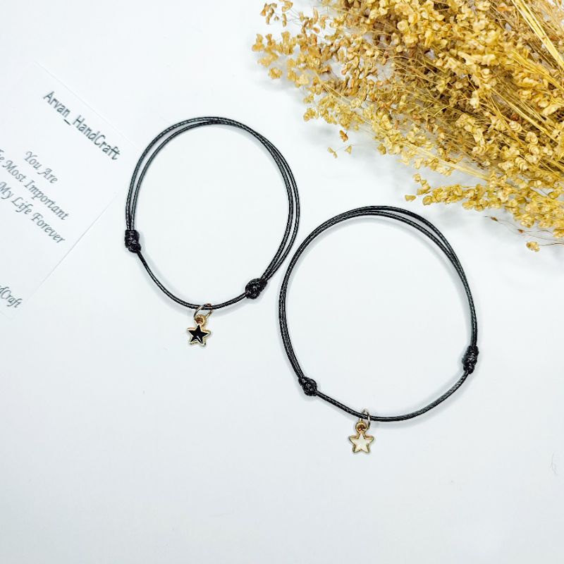 Gelang Tali Kulit Liontin Bintang Kecil / Gelang Bintang